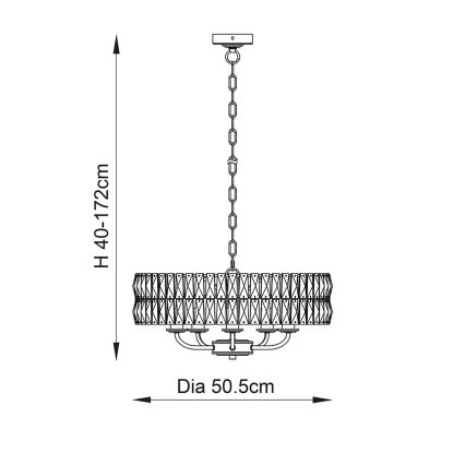 Endon 104467 - Ljuskrona på kedja CLIFTON 5xE14/6W/230V skinande krom/genomskinlig diameter 50,5 cm
