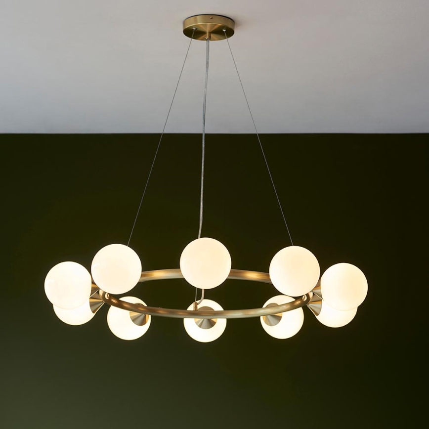 Endon 106008 - Pendellampa med kabel OTIS 10xG9/3W/230V guldfärgad