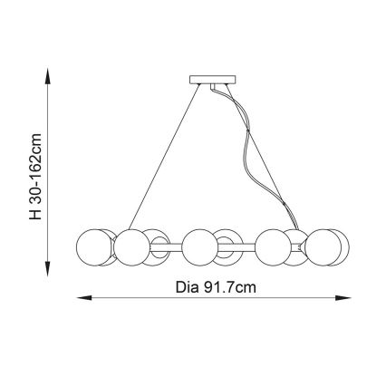 Endon 106008 - Pendellampa med kabel OTIS 10xG9/3W/230V guldfärgad