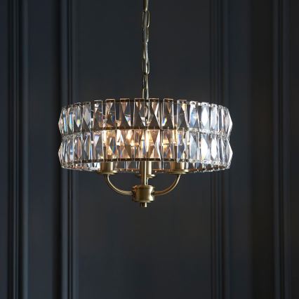 Endon 106243 - Ljuskrona med kedja CLIFTON 3xE14/6W/230V Ø 38,5 cm mässing/klar