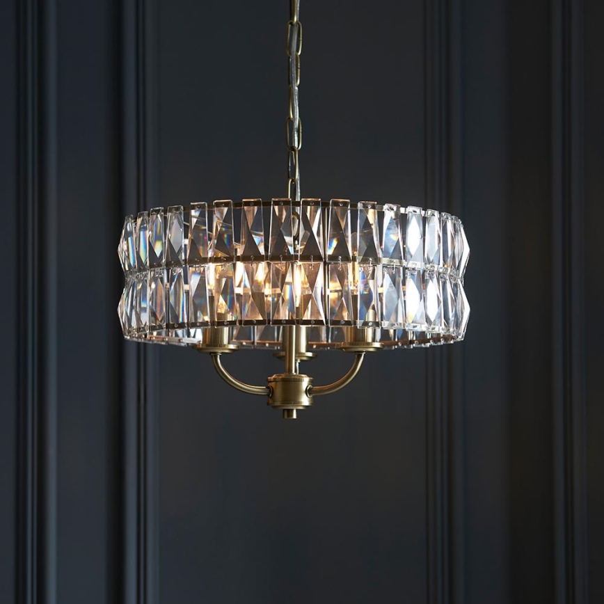 Endon 106243 - Ljuskrona med kedja CLIFTON 3xE14/6W/230V Ø 38,5 cm mässing/klar