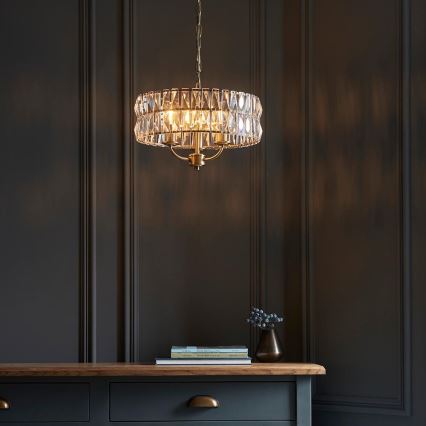 Endon 106243 - Ljuskrona med kedja CLIFTON 3xE14/6W/230V Ø 38,5 cm mässing/klar