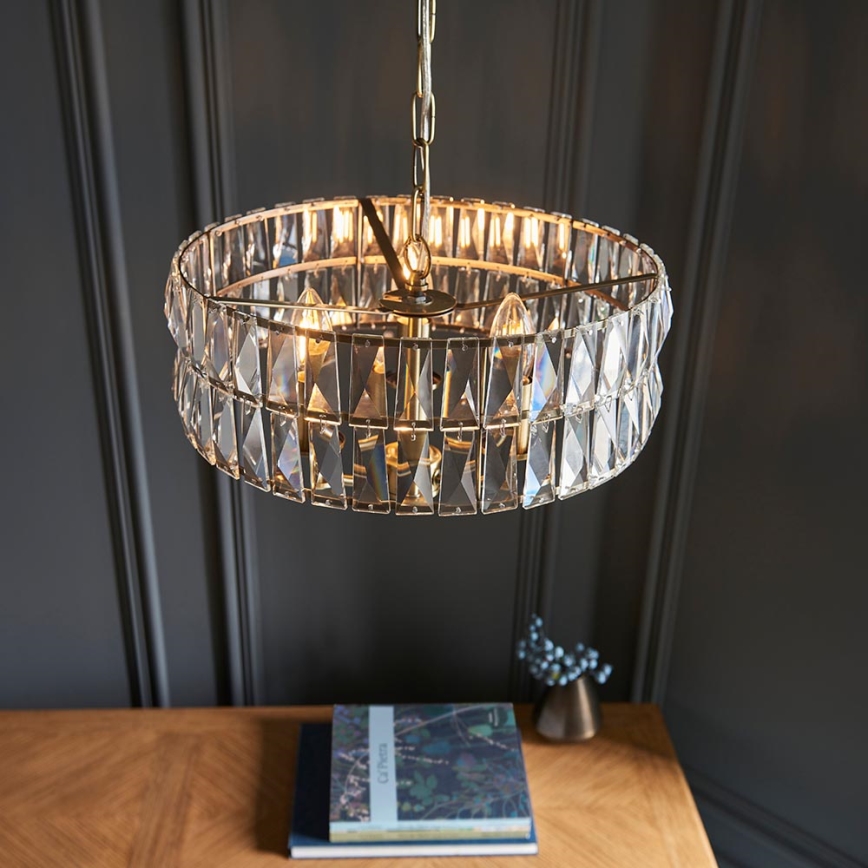 Endon 106243 - Ljuskrona med kedja CLIFTON 3xE14/6W/230V Ø 38,5 cm mässing/klar