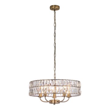 Endon 106244 - Ljuskrona på kedja CLIFTON 5xE14/6W/230V mässing/klar