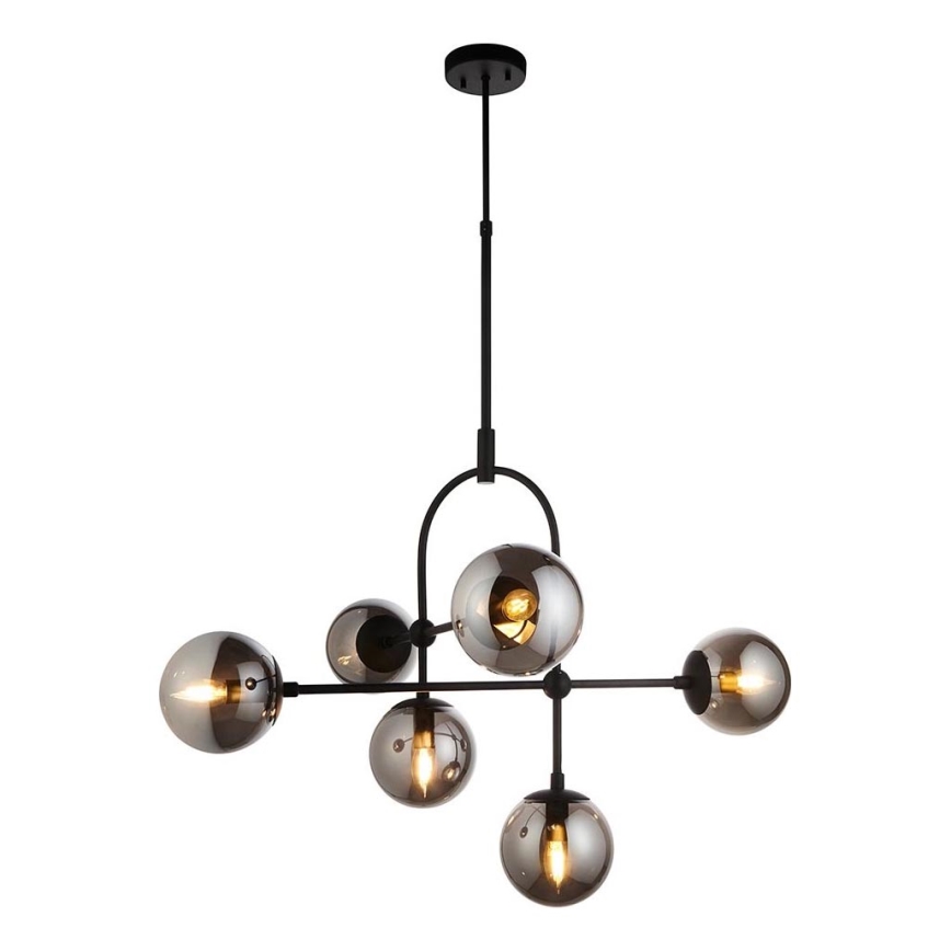 Endon 106661 - Stångmonterad taklampa ONTARIO 6xE14/7W/230V svart/röksvart