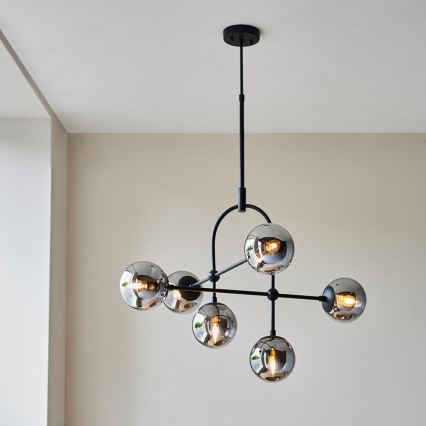 Endon 106661 - Stångmonterad taklampa ONTARIO 6xE14/7W/230V svart/röksvart