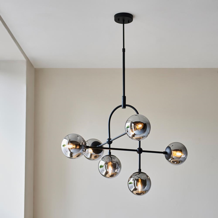 Endon 106661 - Stångmonterad taklampa ONTARIO 6xE14/7W/230V svart/röksvart