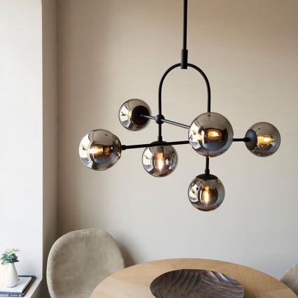 Endon 106661 - Stångmonterad taklampa ONTARIO 6xE14/7W/230V svart/röksvart
