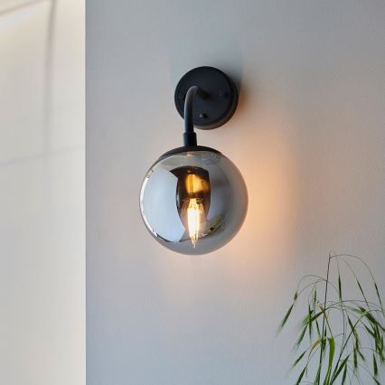 Endon 106664 - Vägglampa ONTARIO 1xE14/7W/230V svart/rökig
