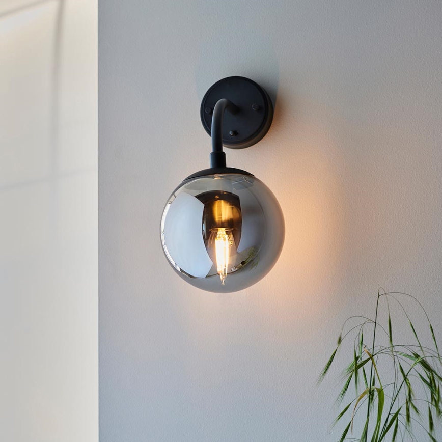 Endon 106664 - Vägglampa ONTARIO 1xE14/7W/230V svart/rökig