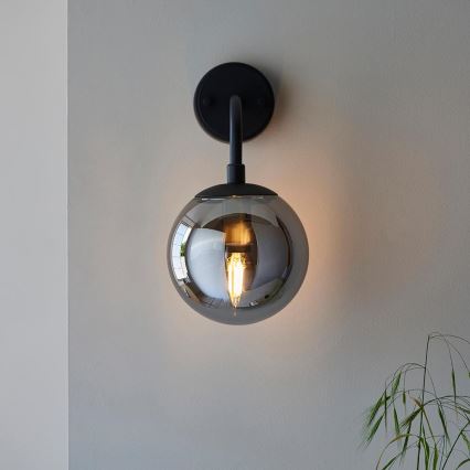 Endon 106664 - Vägglampa ONTARIO 1xE14/7W/230V svart/rökig