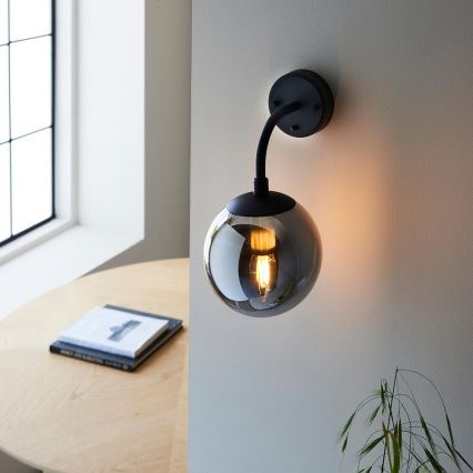 Endon 106664 - Vägglampa ONTARIO 1xE14/7W/230V svart/rökig