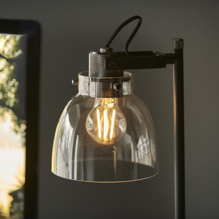 Endon 107012 - Bordslampa URBAN 1xE27/10W/230V svart/rökfärgad