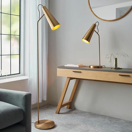 Endon 107528 - Golvlampa KARNA 1xE27/10W/230V mässing