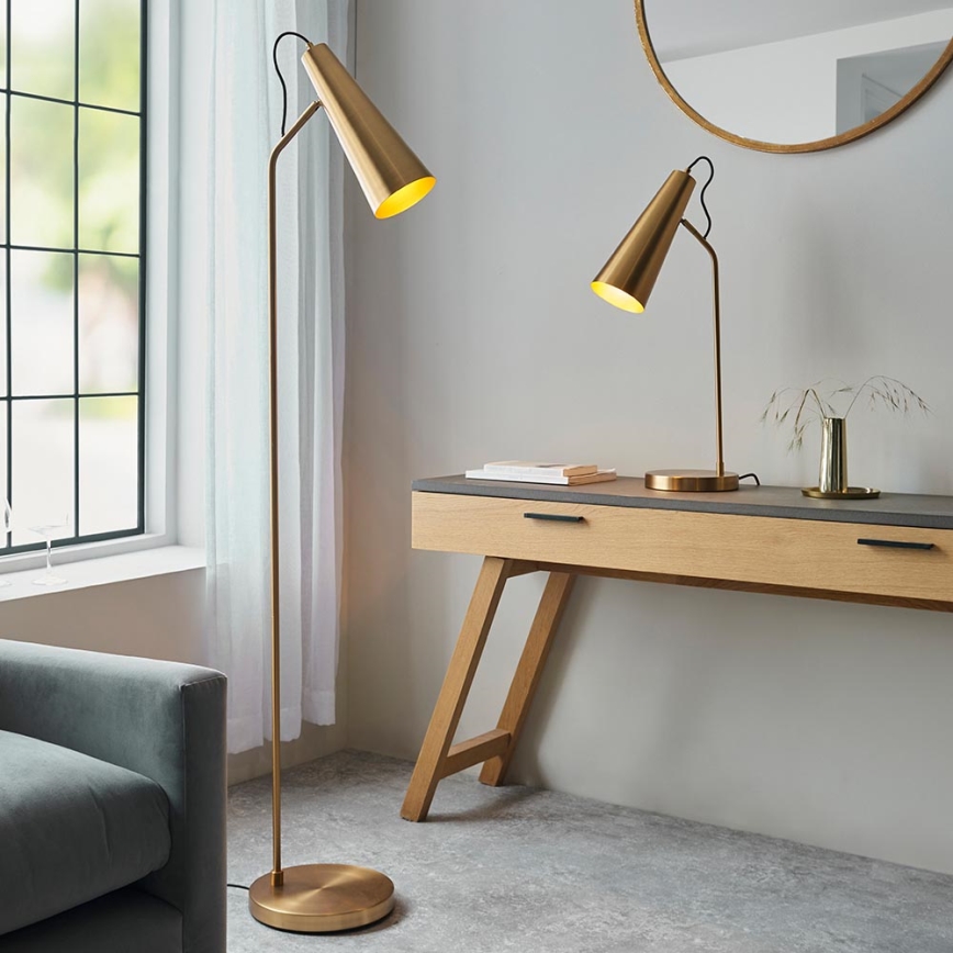 Endon 107528 - Golvlampa KARNA 1xE27/10W/230V mässing