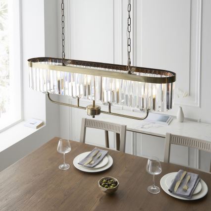 Endon 110539 - Ljuskrona med kedja CHESTERFIELD 4xE14/6W/230V mässing