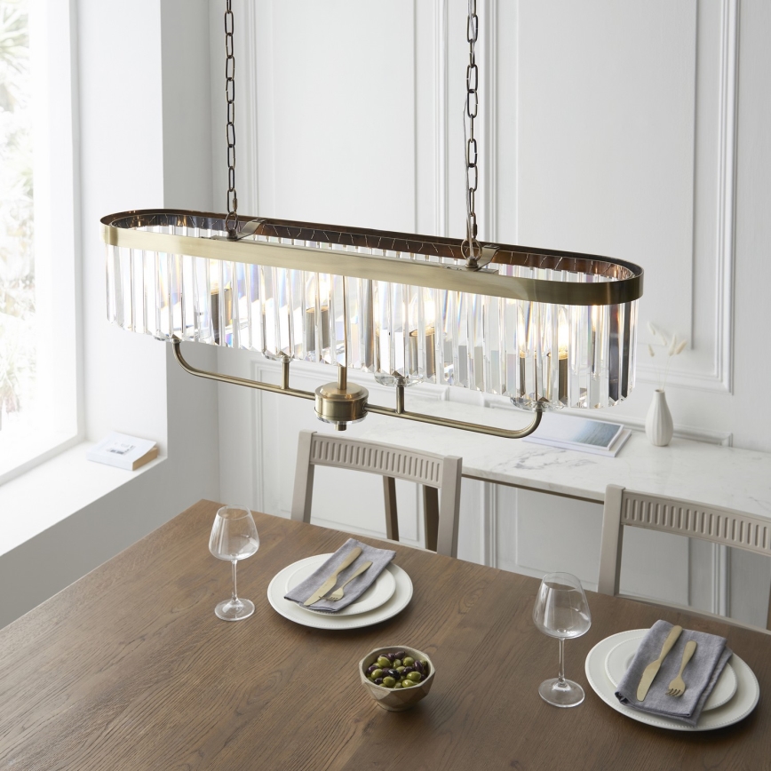 Endon 110539 - Ljuskrona med kedja CHESTERFIELD 4xE14/6W/230V mässing
