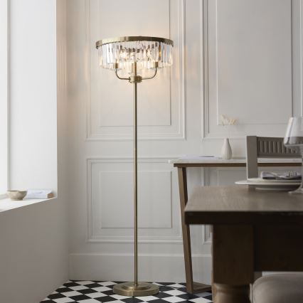 Endon 110644 - Golvlampa CHESTERFIELD 3xE14/6W/230V mässing