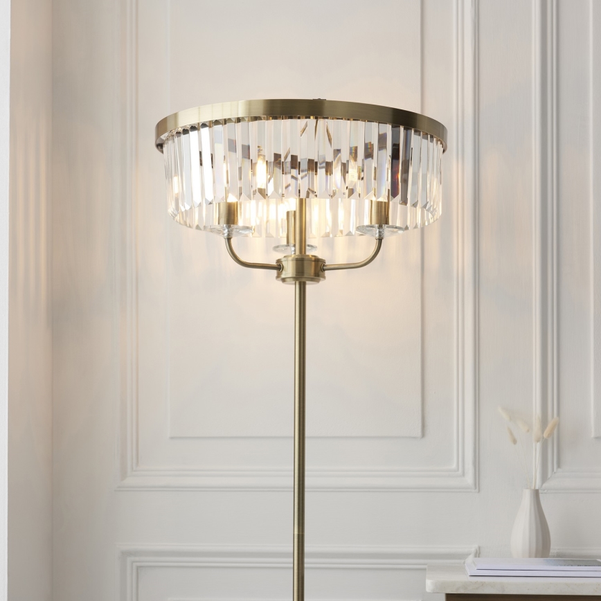Endon 110644 - Golvlampa CHESTERFIELD 3xE14/6W/230V mässing
