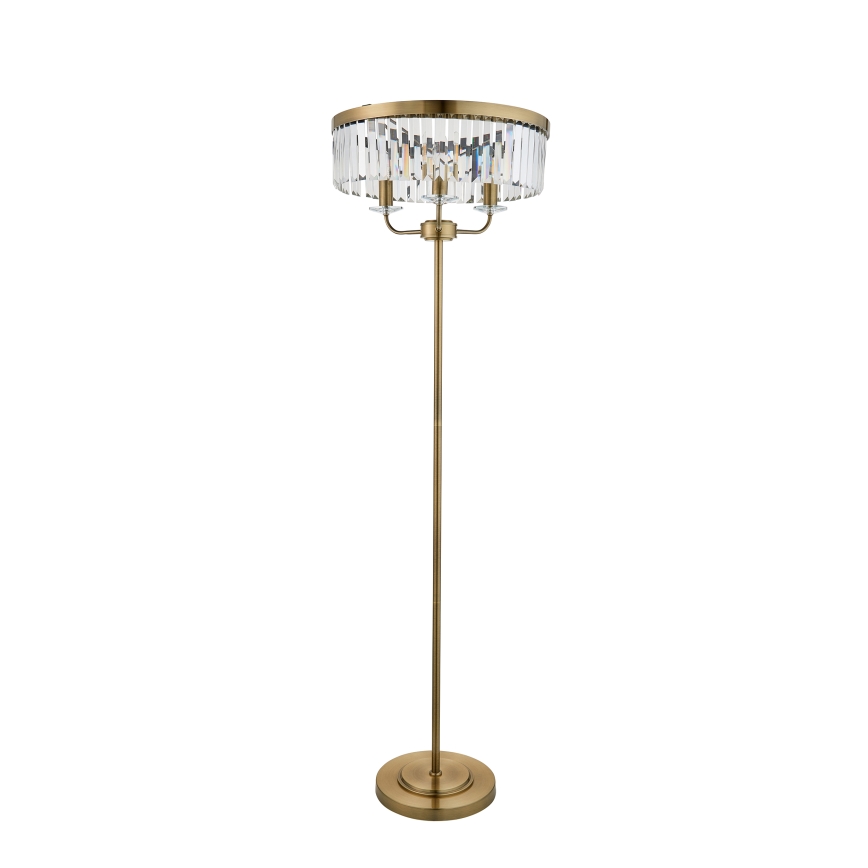 Endon 110644 - Golvlampa CHESTERFIELD 3xE14/6W/230V mässing