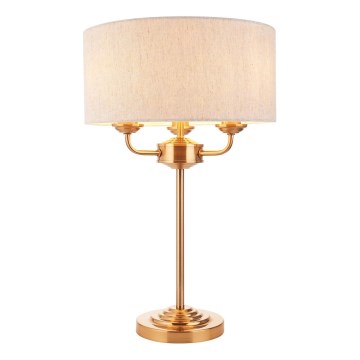 Endon 110721 - Bordslampa HIGHCLERE 3xE14/18W/230V beige/mässing