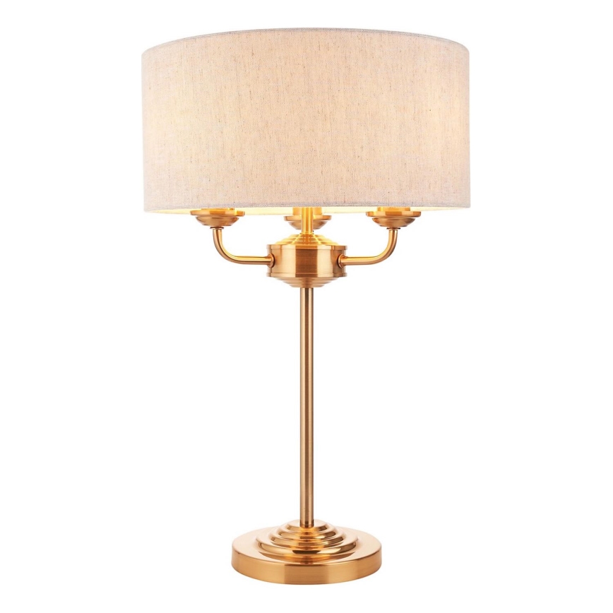 Endon 110721 - Bordslampa HIGHCLERE 3xE14/18W/230V beige/mässing