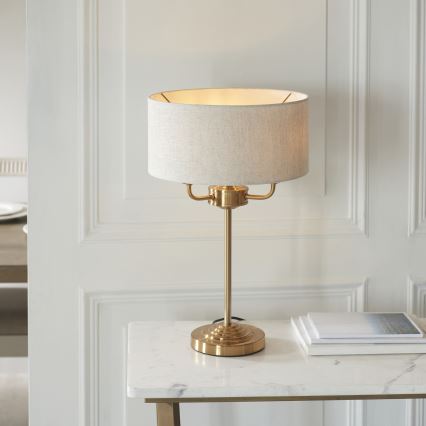 Endon 110721 - Bordslampa HIGHCLERE 3xE14/18W/230V beige/mässing