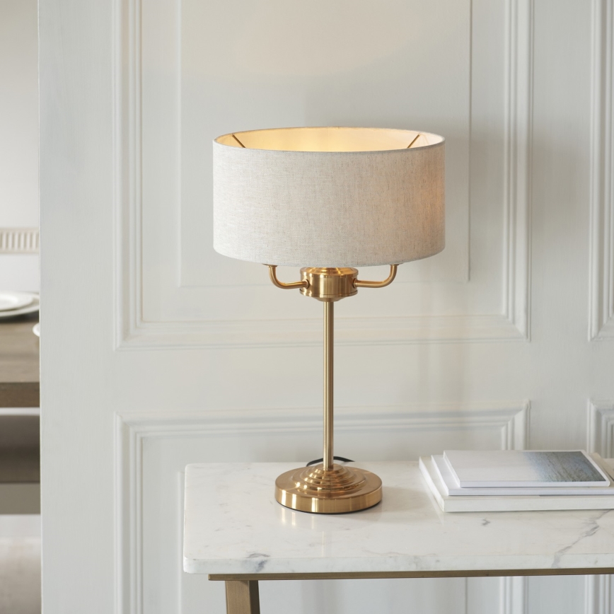 Endon 110721 - Bordslampa HIGHCLERE 3xE14/18W/230V beige/mässing