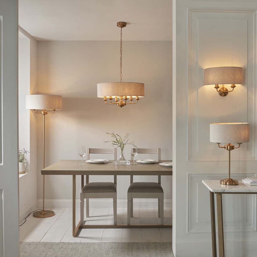 Endon 110721 - Bordslampa HIGHCLERE 3xE14/18W/230V beige/mässing