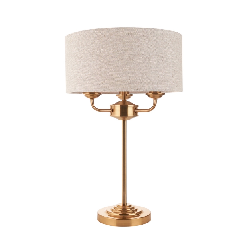 Endon 110721 - Bordslampa HIGHCLERE 3xE14/18W/230V beige/mässing