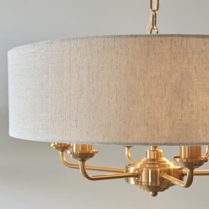 Endon 110722 - Ljuskrona på kedja HIGHCLERE 6xE14/6W/230V beige/mässing diameter 55 cm