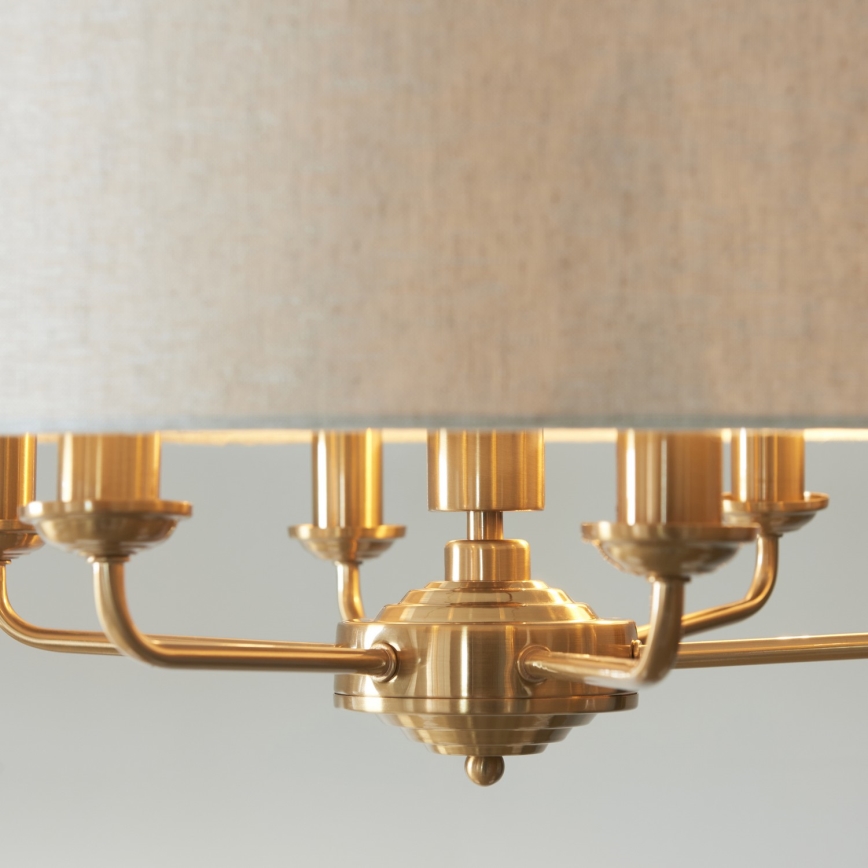 Endon 110722 - Ljuskrona på kedja HIGHCLERE 6xE14/6W/230V beige/mässing diameter 55 cm