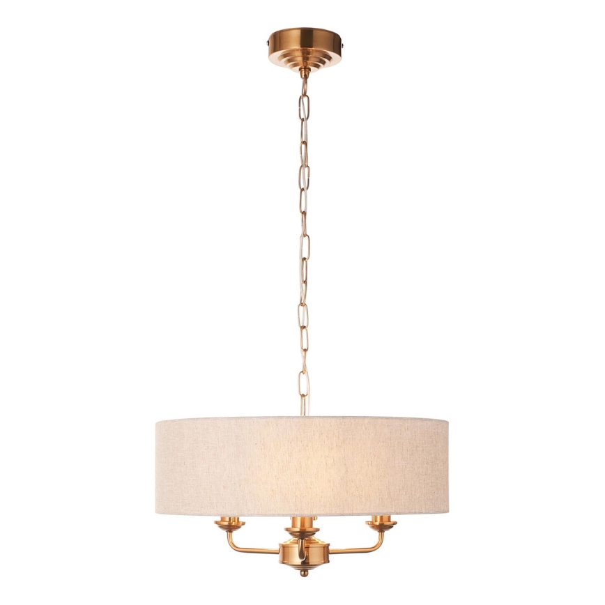 Endon 110723 - Ljuskrona på kedja HIGHCLERE 3xE14/40W/230V beige/mässing