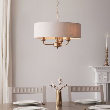 Endon 110723 - Ljuskrona på kedja HIGHCLERE 3xE14/40W/230V beige/mässing