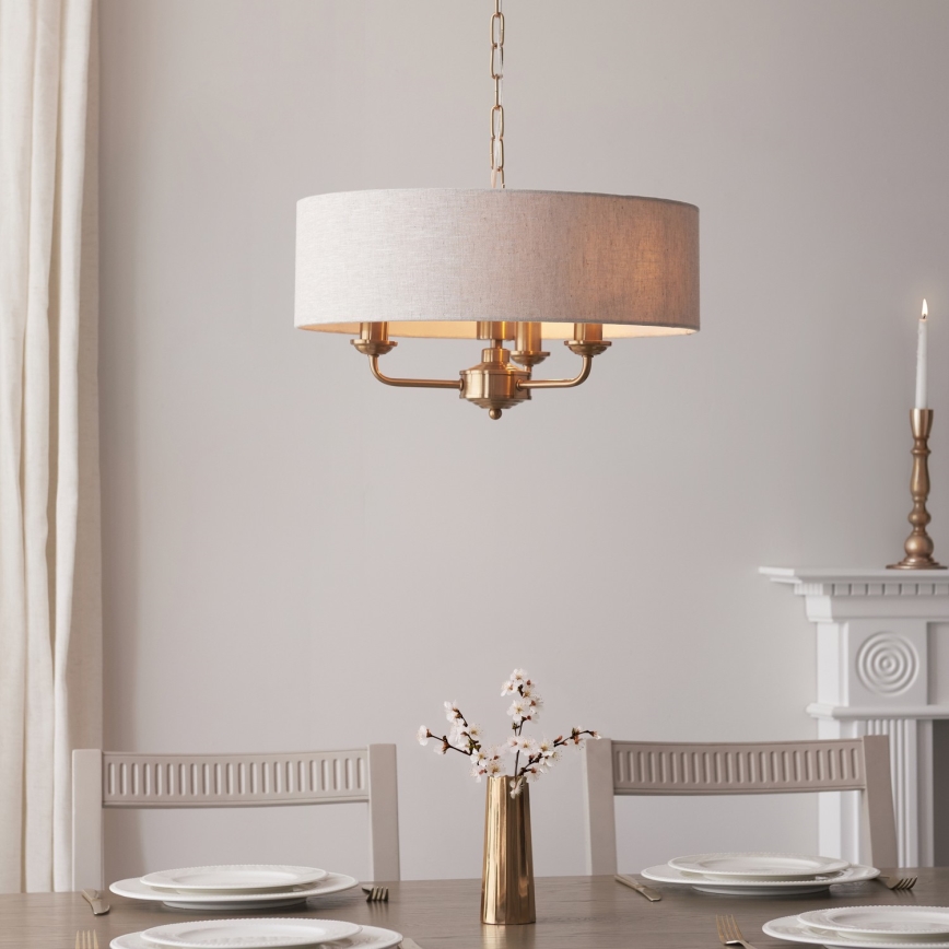 Endon 110723 - Ljuskrona på kedja HIGHCLERE 3xE14/40W/230V beige/mässing