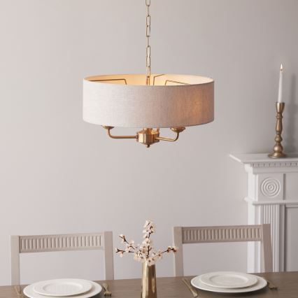 Endon 110723 - Ljuskrona på kedja HIGHCLERE 3xE14/40W/230V beige/mässing