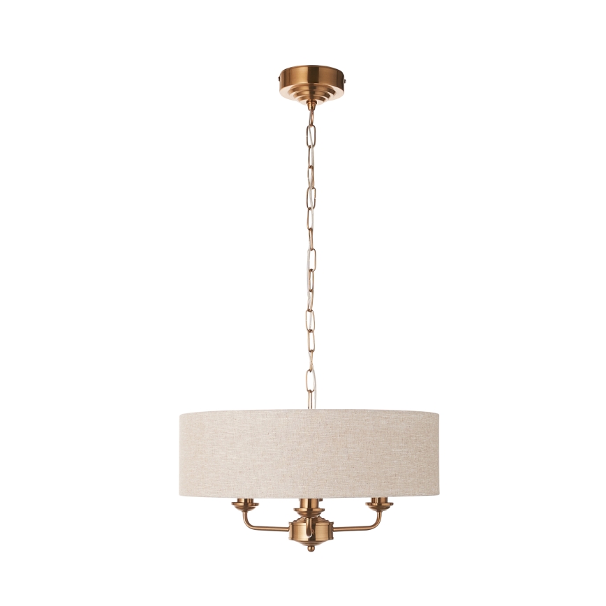 Endon 110723 - Ljuskrona på kedja HIGHCLERE 3xE14/40W/230V beige/mässing