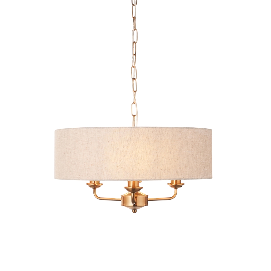 Endon 110723 - Ljuskrona på kedja HIGHCLERE 3xE14/40W/230V beige/mässing