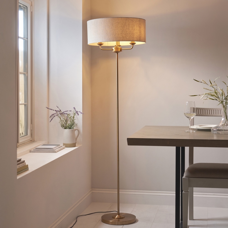 Endon 110724 - Golvlampa HIGHCLERE 1xE14/40W/230V beige/mässing