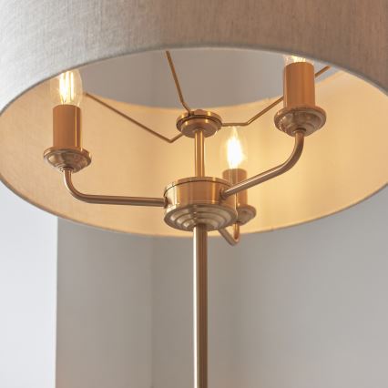 Endon 110724 - Golvlampa HIGHCLERE 1xE14/40W/230V beige/mässing