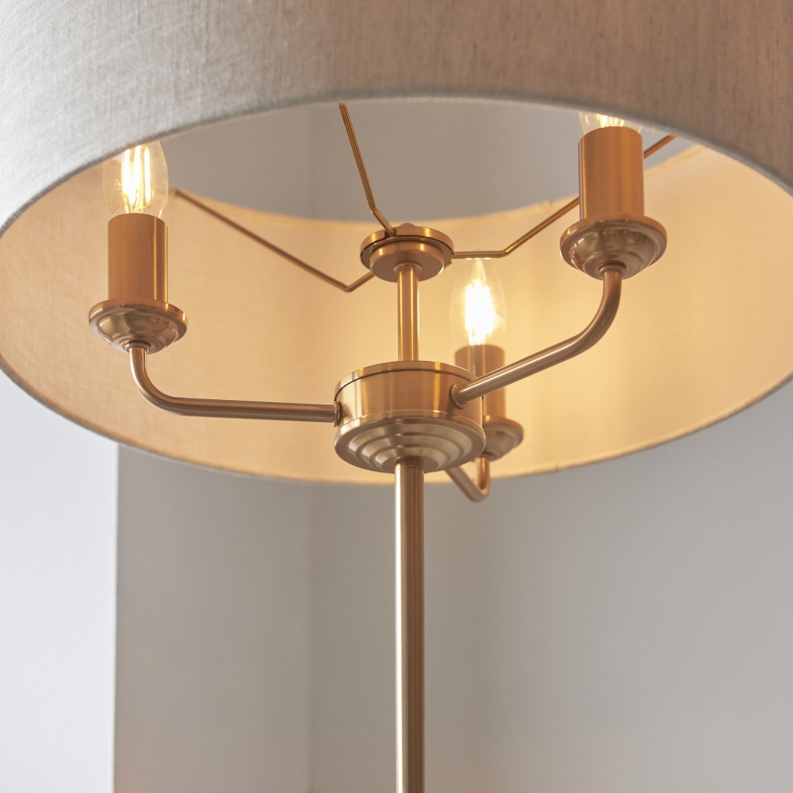 Endon 110724 - Golvlampa HIGHCLERE 1xE14/40W/230V beige/mässing