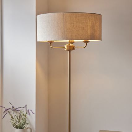 Endon 110724 - Golvlampa HIGHCLERE 1xE14/40W/230V beige/mässing