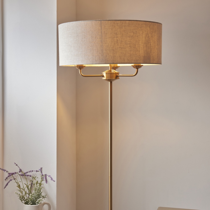 Endon 110724 - Golvlampa HIGHCLERE 1xE14/40W/230V beige/mässing