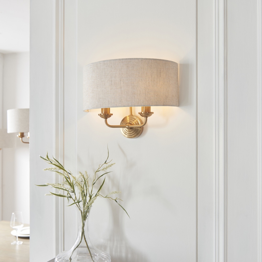 Endon 110726 - Vägglampa HIGHCLERE 2xE14/40W/230V beige/mässing
