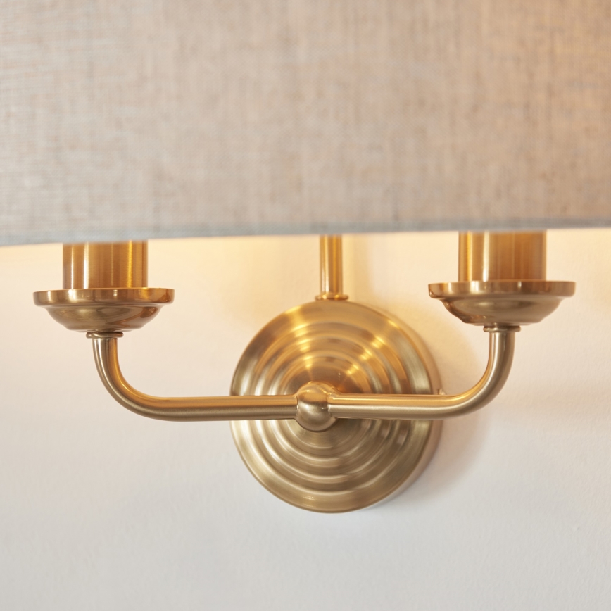 Endon 110726 - Vägglampa HIGHCLERE 2xE14/40W/230V beige/mässing