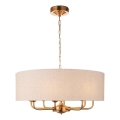 Endon 110727 - Hängande ljuskrona med kedja HIGHCLERE 8xE14/6W/230V beige/mässing Ø 70 cm