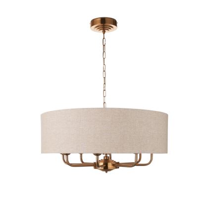 Endon 110727 - Hängande ljuskrona med kedja HIGHCLERE 8xE14/6W/230V beige/mässing Ø 70 cm