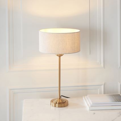 Endon 110728 - Bordslampa HIGHCLERE 1xE14/7W/230V beige/mässing Ø 25 cm