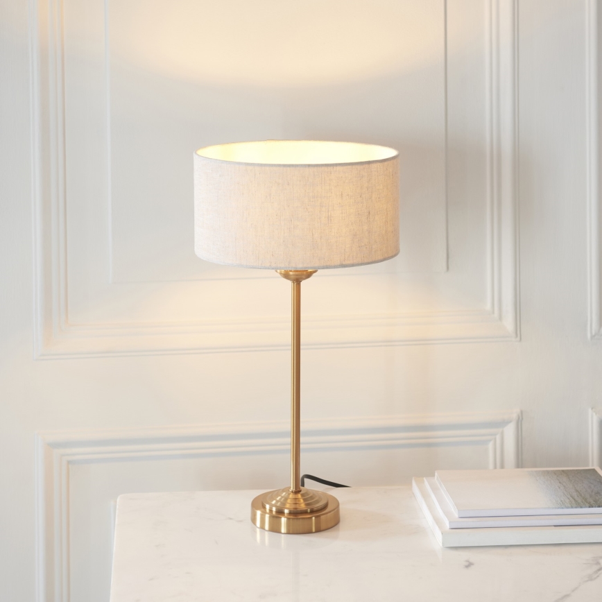 Endon 110728 - Bordslampa HIGHCLERE 1xE14/7W/230V beige/mässing Ø 25 cm