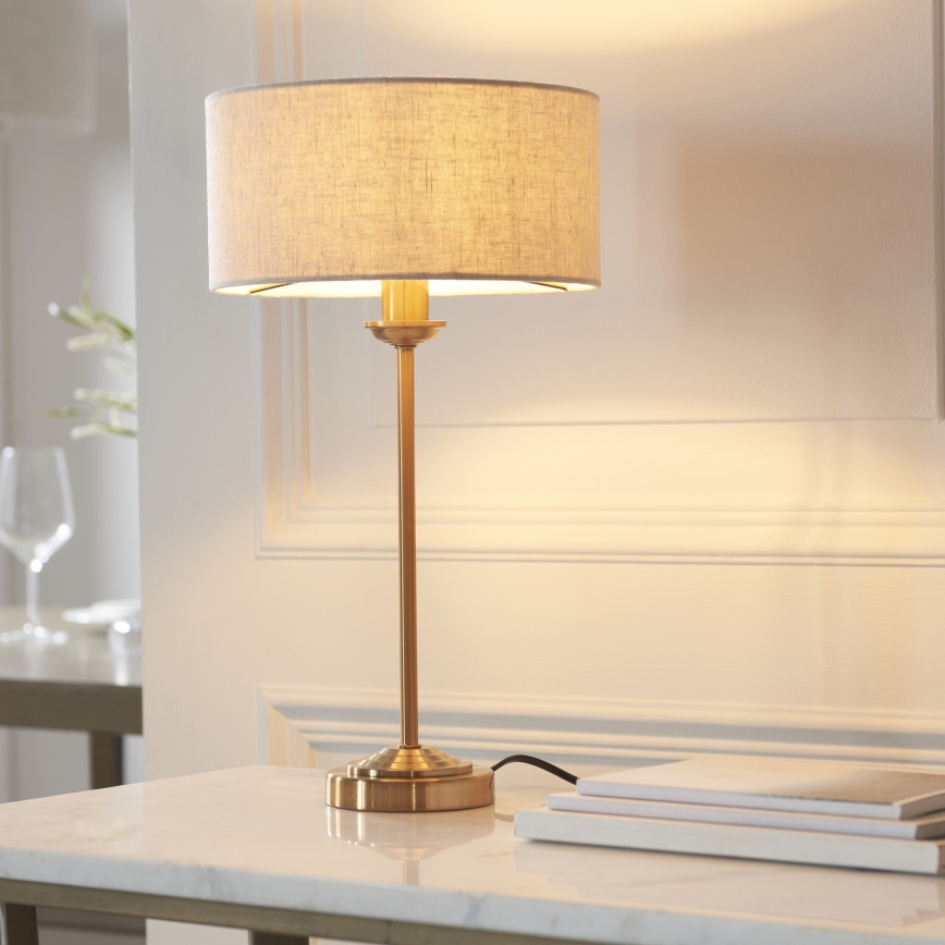 Endon 110728 - Bordslampa HIGHCLERE 1xE14/7W/230V beige/mässing Ø 25 cm